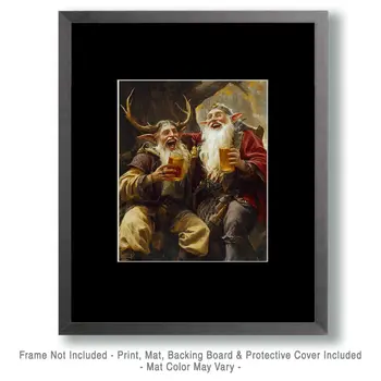 Elves Giving a Toat with Mead - Honey & Bee Wall Art Prints – 8″x10″ Artwork for 11″x14″ Frame