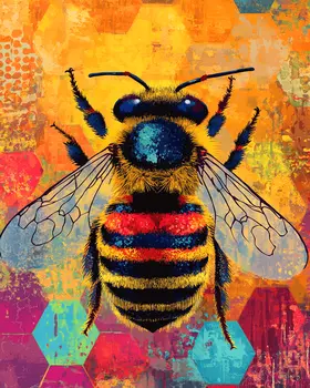 Bee #5 - Honey & Bee Wall Art Prints – 8″x10″ Artwork for 11″x14″ Frame