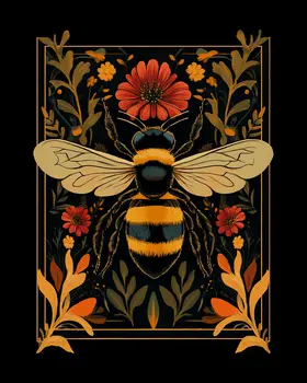 Bee #1 - Honey & Bee Wall Art Prints – 8″x10″ Artwork for 11″x14″ Frame