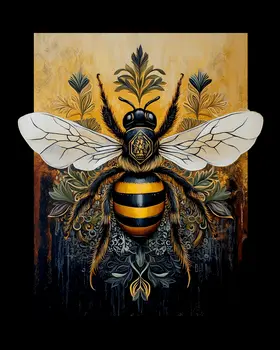 Bee #6 - Honey & Bee Wall Art Prints – 8″x10″ Artwork for 11″x14″ Frame