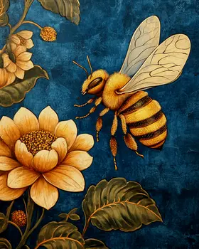 Bee #2 - Honey & Bee Wall Art Prints – 8″x10″ Artwork for 11″x14″ Frame