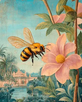 Thai Bee - Honey & Bee Wall Art Prints – 8″x10″ Artwork for 11″x14″ Frame