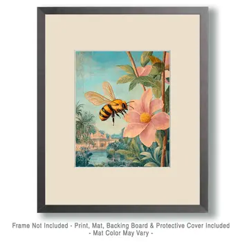 Thai Bee - Honey & Bee Wall Art Prints – 8″x10″ Artwork for 11″x14″ Frame