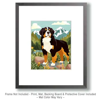 Majestic Bernese Mountain Dog - Pet Dog Still Life Wall Art Prints – 8″x10″ Artwork for 11″x14″ Frame