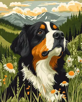 Alpine Bernese Mountain Dog - Pet Dog Still Life Wall Art Prints – 8″x10″ Artwork for 11″x14″ Frame