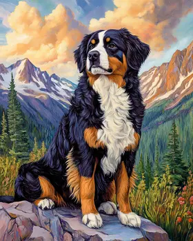 Vintage Bernese Mountain Dog - Pet Dog Still Life Wall Art Prints – 8″x10″ Artwork for 11″x14″ Frame