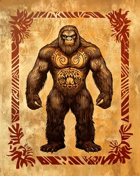 Vintage Bigfoot Woodblock - Bigfoot Art Prints – 8″x10″ Artwork in 11″x14″ Mat