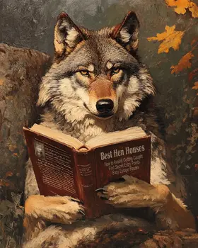 Wolf Looking for a Good Hen House - Anthropomorphic Animals Wall Art Prints – 8″x10″ Artwork for 11″x14″ Frame