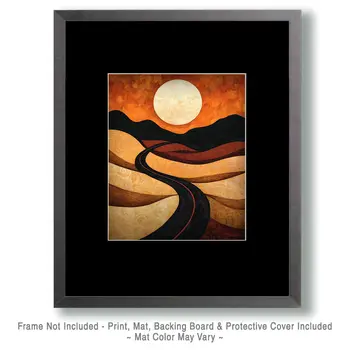 Abstract Country Road - Western and Southwestern Home Decor Wall Art Prints – 8″x10″ Artwork – 11″x14″ Mat