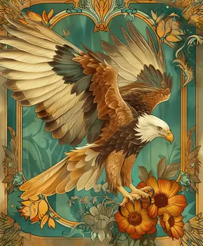 Eagle 2 Art Nouveau - Animal Kingdom Wall Art Prints in Art Nouveau Style – 8″x10″ Artwork for 11″x14″ Frame