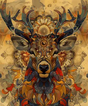 Elk Art Nouveau - Animal Kingdom Wall Art Prints in Art Nouveau Style – 8″x10″ Artwork for 11″x14″ Frame