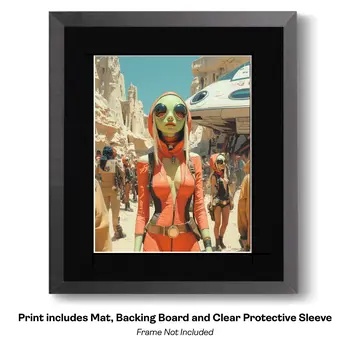 Alien Space Cowgirl Just Landed  - Cowgirl Western Art Prints 8"x10" Artwork for 11"x14" Frame