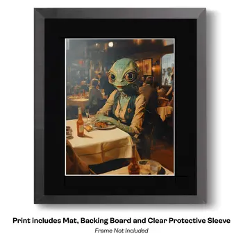 Alien Space Cowgirl Just Landed  - Cowgirl Western Art Prints 8"x10" Artwork for 11"x14" Frame
