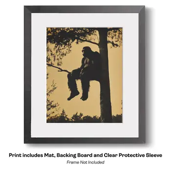 Bigfoot in a Tree Art Prints - 8"x10" Artwork for 11"x14" Frame