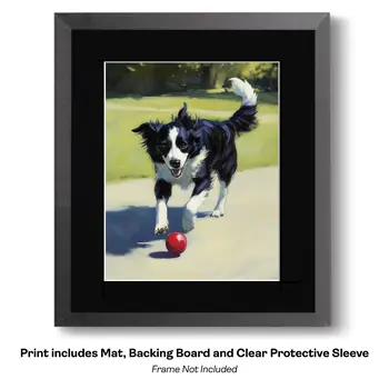 Border Collies in a Red Bed - Dog and Pets Wall Art Prints