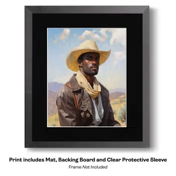 Cowboy in Shades of Brown - Cowboy Western Art Prints 8"x10" Artwork
