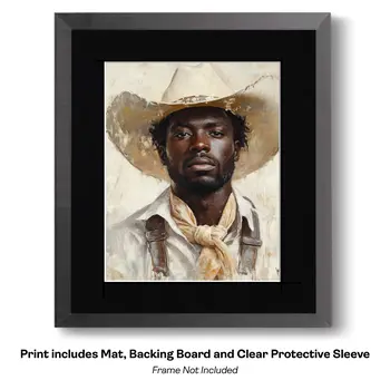 Cowboy in Neutral Tones - Cowboy Western Art Prints 8"x10" Artwork