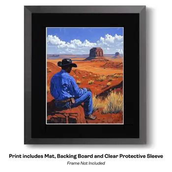 Cowboy in Shades of Brown - Cowboy Western Art Prints 8"x10" Artwork