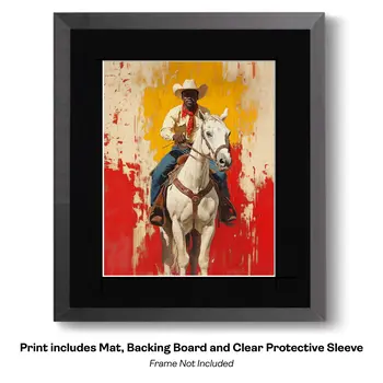 Cowboy in Shades of Brown - Cowboy Western Art Prints 8"x10" Artwork