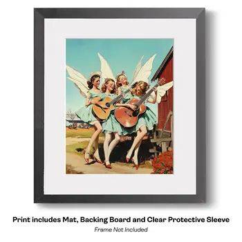 Huldufolk Cowgirl Fairies - Cowgirl Fairies – 8″x8″ Artwork in 12″x12″ Mat