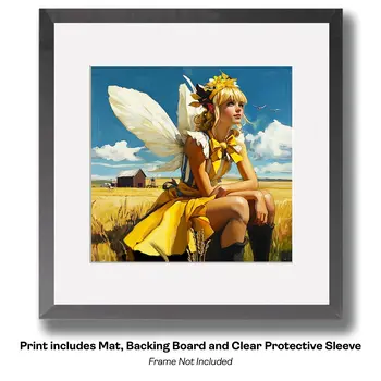 A Couple of Kewpie Doll Fairies in a Tulip – 8″x8″ Artwork in 12″x12″ Mat