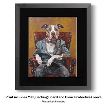 Black Noble French Bulldog Dog Portrait Wall Art Prints – 8″x10″ Artwork for 11″x14″ Frame