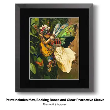 Puerto Rican Fairy in Meadow - Fairies Worldwide – 8″x10″ Artwork in 12″x14″ Mat
