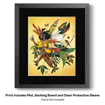 Puerto Rican Fairy in Meadow - Fairies Worldwide – 8″x10″ Artwork in 12″x14″ Mat