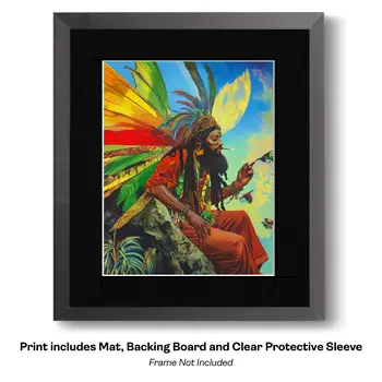 Rasta Fairy Man Chilling - Fairies Worldwide – 8″x10″ Artwork in 12″x14″ Mat