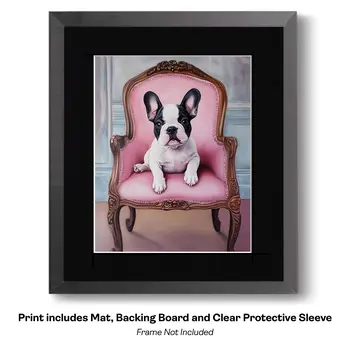 Black Noble French Bulldog Dog Portrait Wall Art Prints – 8″x10″ Artwork for 11″x14″ Frame