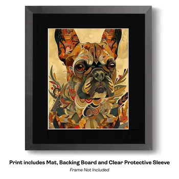Black Noble French Bulldog Dog Portrait Wall Art Prints – 8″x10″ Artwork for 11″x14″ Frame
