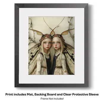 Twin Swedish Alvor Fairies - Fairies Worldwide – 8″x10″ Artwork in 10″x12″ Mat