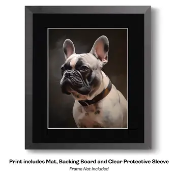 Black Noble French Bulldog Dog Portrait Wall Art Prints – 8″x10″ Artwork for 11″x14″ Frame