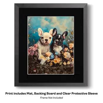 Black Noble French Bulldog Dog Portrait Wall Art Prints – 8″x10″ Artwork for 11″x14″ Frame
