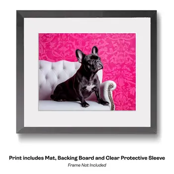 Black Noble French Bulldog Dog Portrait Wall Art Prints – 8″x10″ Artwork for 11″x14″ Frame