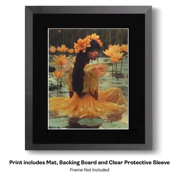 Puerto Rican Fairy in Meadow - Fairies Worldwide – 8″x10″ Artwork in 12″x14″ Mat