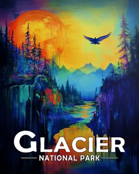 Flying High - Glacier Souvenir Art Prints - 8"x10" Artwork for 11"x14" Frame