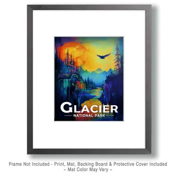 Flying High - Glacier Souvenir Art Prints - 8"x10" Artwork for 11"x14" Frame
