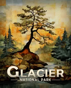 Lone Spruce - Glacier Souvenir Art Prints - 8"x10" Artwork for 11"x14" Frame