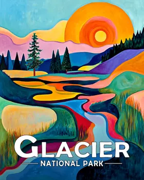 Abstract Two Medicine River Scene - Glacier Souvenir Art Prints - 8"x10" Artwork for 11"x14" Frame