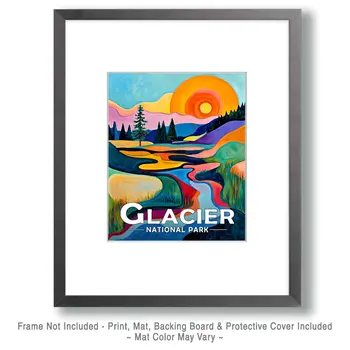 Abstract Two Medicine River Scene - Glacier Souvenir Art Prints - 8"x10" Artwork for 11"x14" Frame