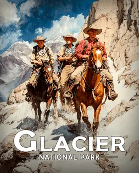 Trail Ride - Glacier Souvenir Art Prints - 8"x10" Artwork for 11"x14" Frame