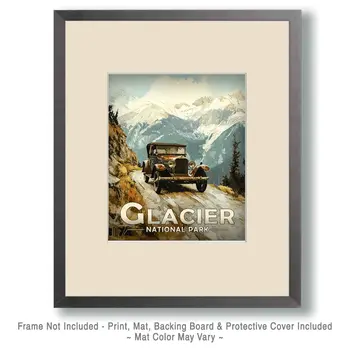 High Mountain Ride - Glacier Souvenir Art Prints - 8"x10" Artwork for 11"x14" Frame