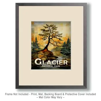 Lone Spruce - Glacier Souvenir Art Prints - 8"x10" Artwork for 11"x14" Frame
