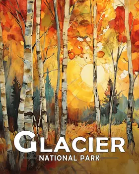 Birch Forest Morning - Glacier Souvenir Art Prints - 8"x10" Artwork for 11"x14" Frame