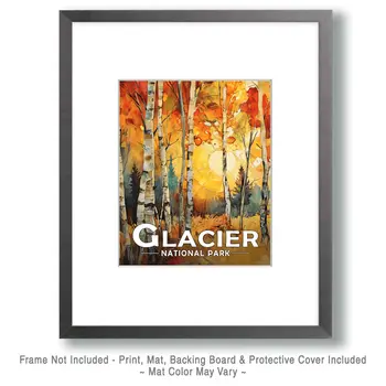 Birch Forest Morning - Glacier Souvenir Art Prints - 8"x10" Artwork for 11"x14" Frame