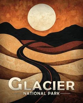 Seventies Style Road - Glacier Souvenir Art Prints - 8"x10" Artwork for 11"x14" Frame