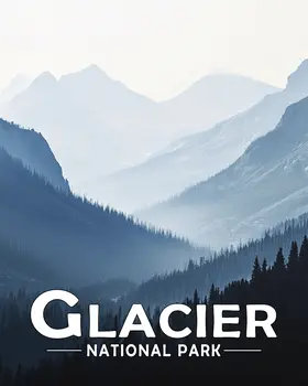 Mountain Mist - Glacier Souvenir Art Prints - 8"x10" Artwork for 11"x14" Frame