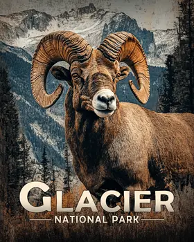 Bighorn Sheep Ram - Glacier Souvenir Art Prints - 8"x10" Artwork for 11"x14" Frame