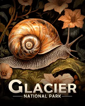 Forest Snail - Glacier Souvenir Art Prints - 8"x10" Artwork for 11"x14" Frame